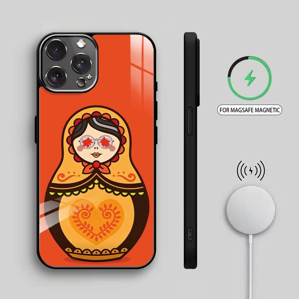 Beautiful Cool Russian Matryoshka Phone Case For iPhone17,16,15,14,13,12,11 Plus,Pro Max Magnetic For Magsafe Wireless Charging