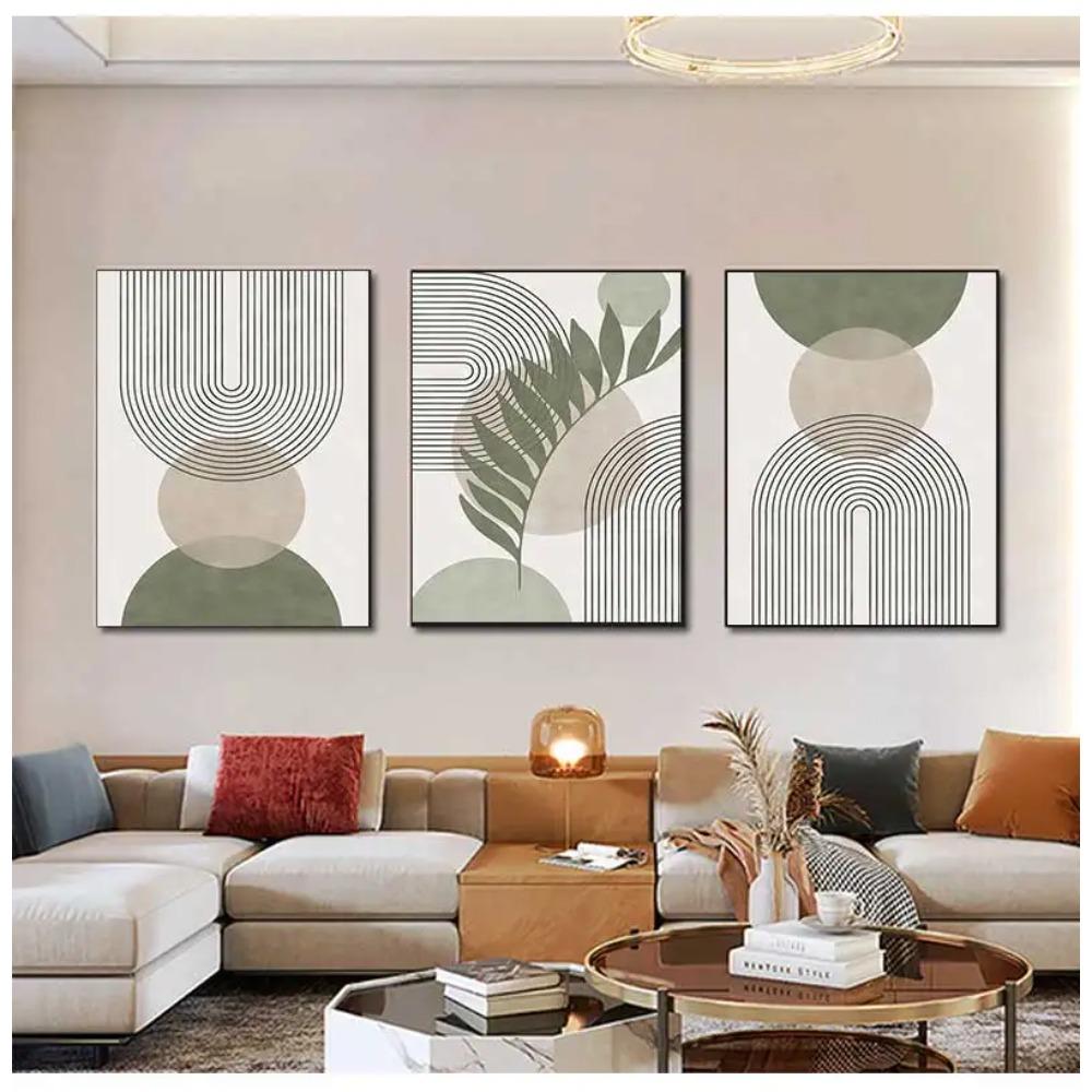 Nordic Sage Green Botanical Posters Prints Pictures Abstract Boho Geometric Wall Art Canvas Painting for Living Room Home Decor