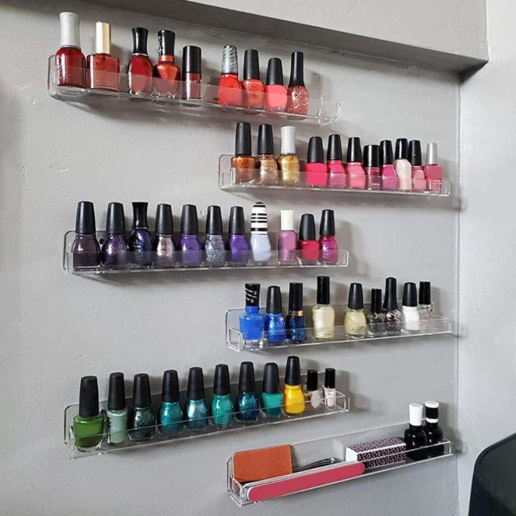 Acrylic Nail Polish Organizer Wall Mounted Clear Holder Storage Display Rack,