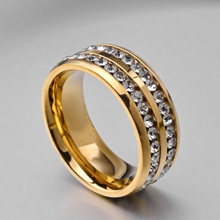 

Европейские и американские ювелирные изделия Титановая сталь Полный круг Кольцо с бриллиантовой инкрустацией по окружности Кольцо из 18-каратного золота