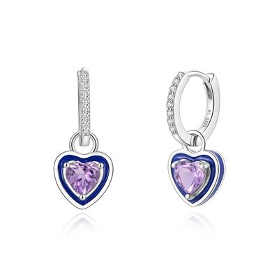 Unique Design Two Wear Methods Designed Natural Amethyst Heart-shaped Earrings S925 Silver for Ladies and Girls Daily Wear Gifts