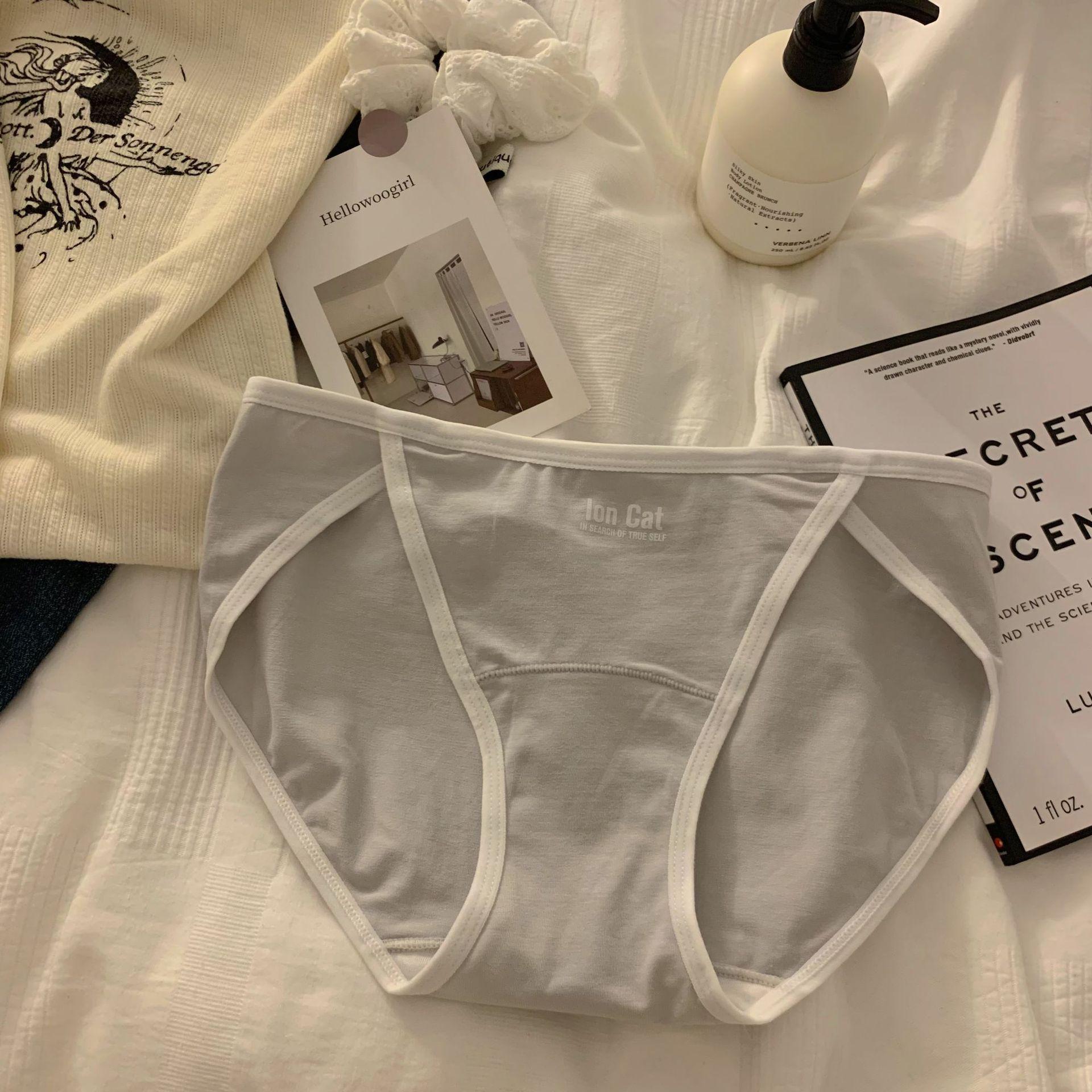 

Нижнее белье для девочек, тип А, из чистого хлопка, антибактериальное, талия средне-низкая, большой размер, высокий разрез, удлиненный шаговый шов. XL (100-125 jin) синий/серый