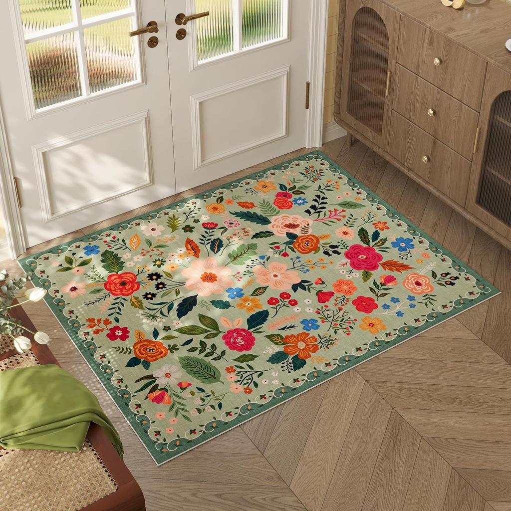 Floral Floor Mats Bathroom and Toilet Absorbent and Dirt Resistant Floor Mats Easy To Maintain Door Mats