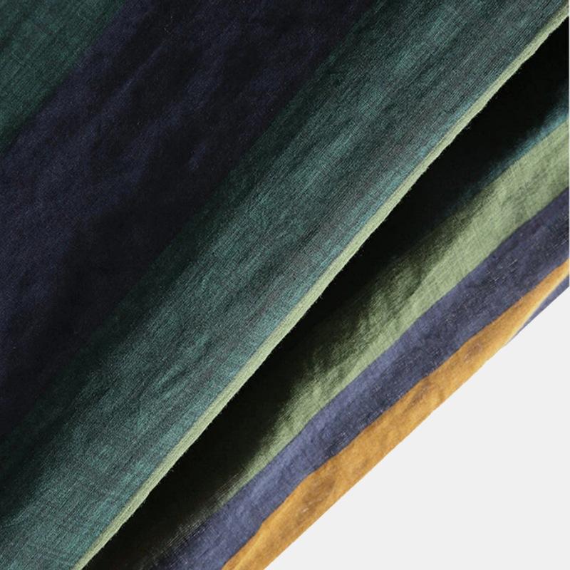 Primavera Autunno Uomo Street Colorato Righe Verticali Ampio Rilassato Colletto Polo Monopetto Maniche Lunghe Camicia