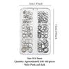6 Grids Mix Punk Piercing Perforable Round Circle Ring White K Gun Black Alloy Nail  Decorations Manicure Charms