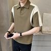 Herrenbekleidung Sommer Mode Kontrastfarbe Patchwork Atmungsaktiv Polo T-Shirt Männlich Einfach Lässig Kurzarm Locker Baumwolle Oberteile