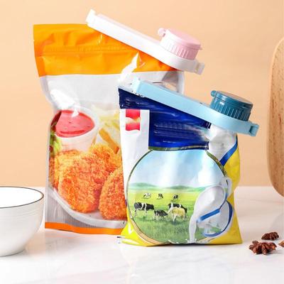 Beutelverschlussclip mit Ausgießer, 2 x Chipbeutelclips, Snackclips, Lebensmittelklammer, Versiegelungsgerät, Ausgießklammer für Brotbeutel, Snackbeutel