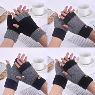 Polprstové rukavice zimné teplé študentské písacie rukavice plyšové pletené rukavice odolné proti chladu cestovné cyklistické rukavice