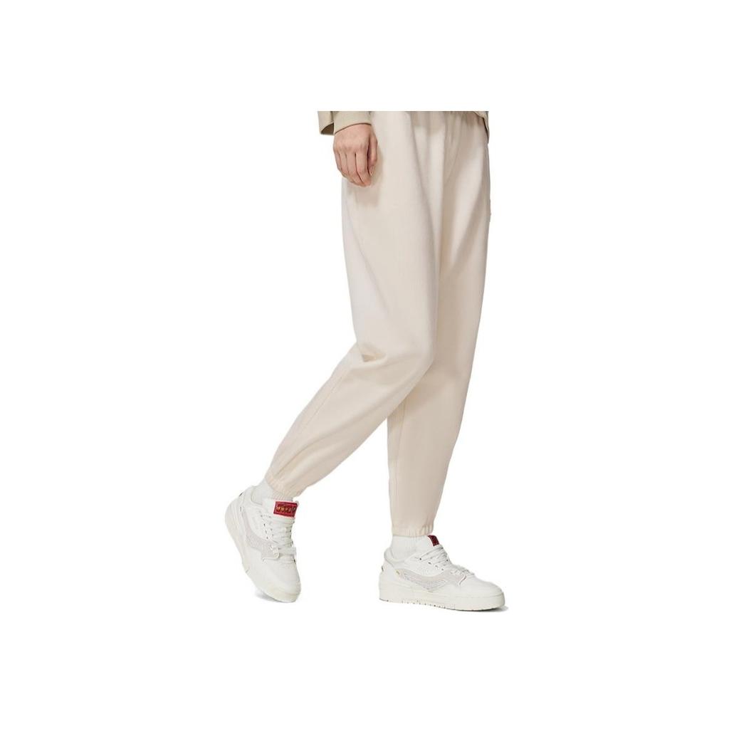 Li Ning Sports Trend Series Solid Color Logo Print Jogger Pants Women Bottoms White AKLSB38-3