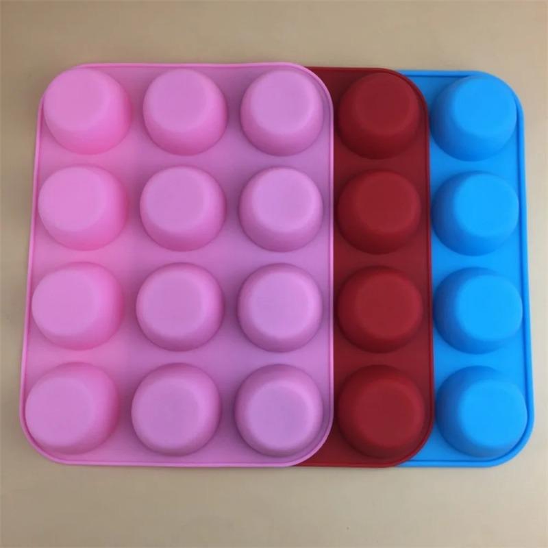 Round 12 Holes Cupcakes Mold Silicone DIY Soap Chocolate Muffin Baking Pan Non Stick Baking Mold Kitchen Tools