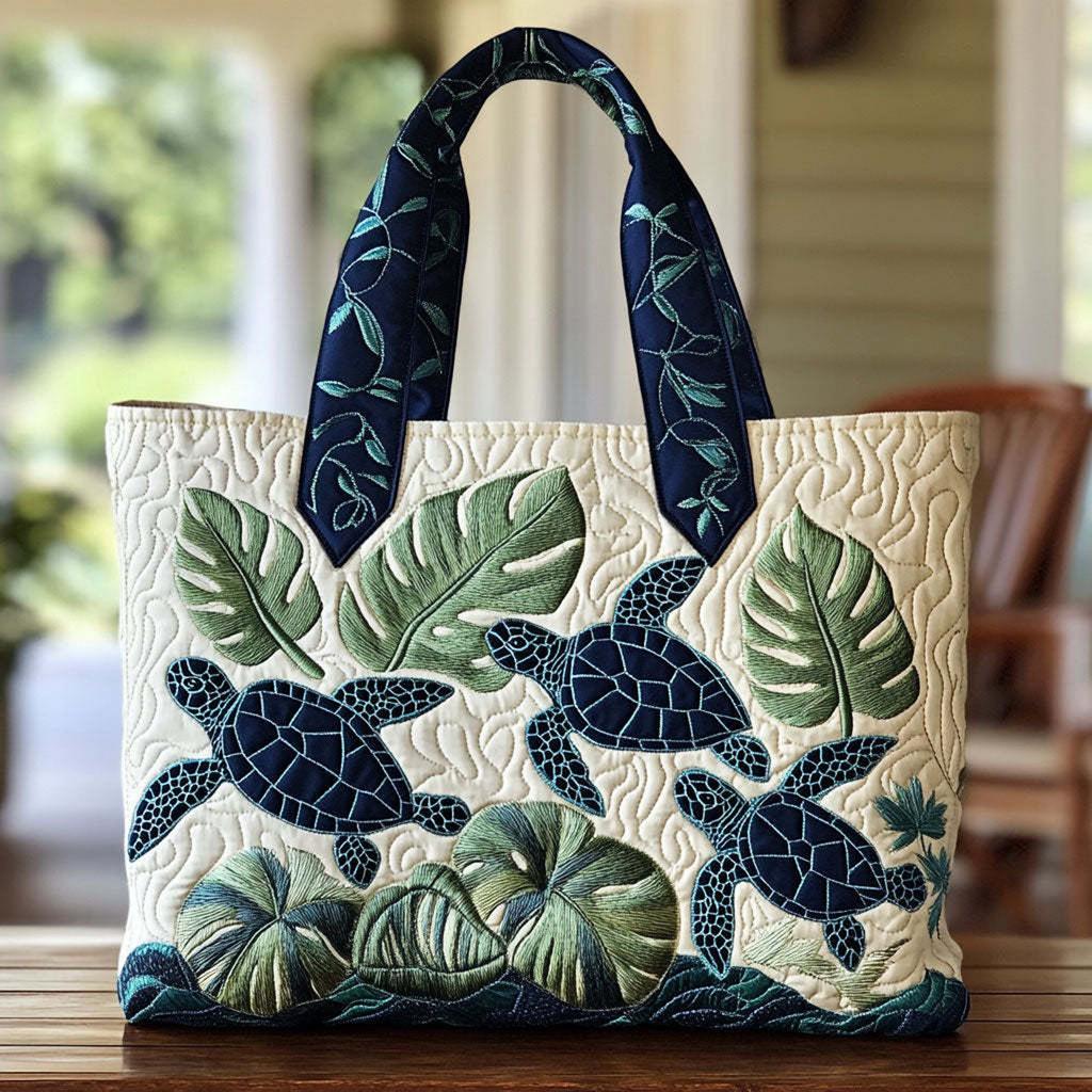 Quilted Fabric Bag with Autumn Forest Leaf Pattern Large Capacity Shoulder Handbag for Everyday Use