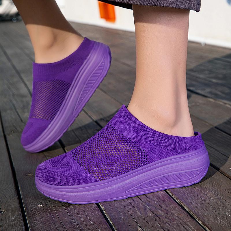Women Slide Slippers Elevator Mules Sandals Slip on Summer Casual Clogs White Pink Black Purple Lightweight Socks Shoes Plus Size 41 42 43