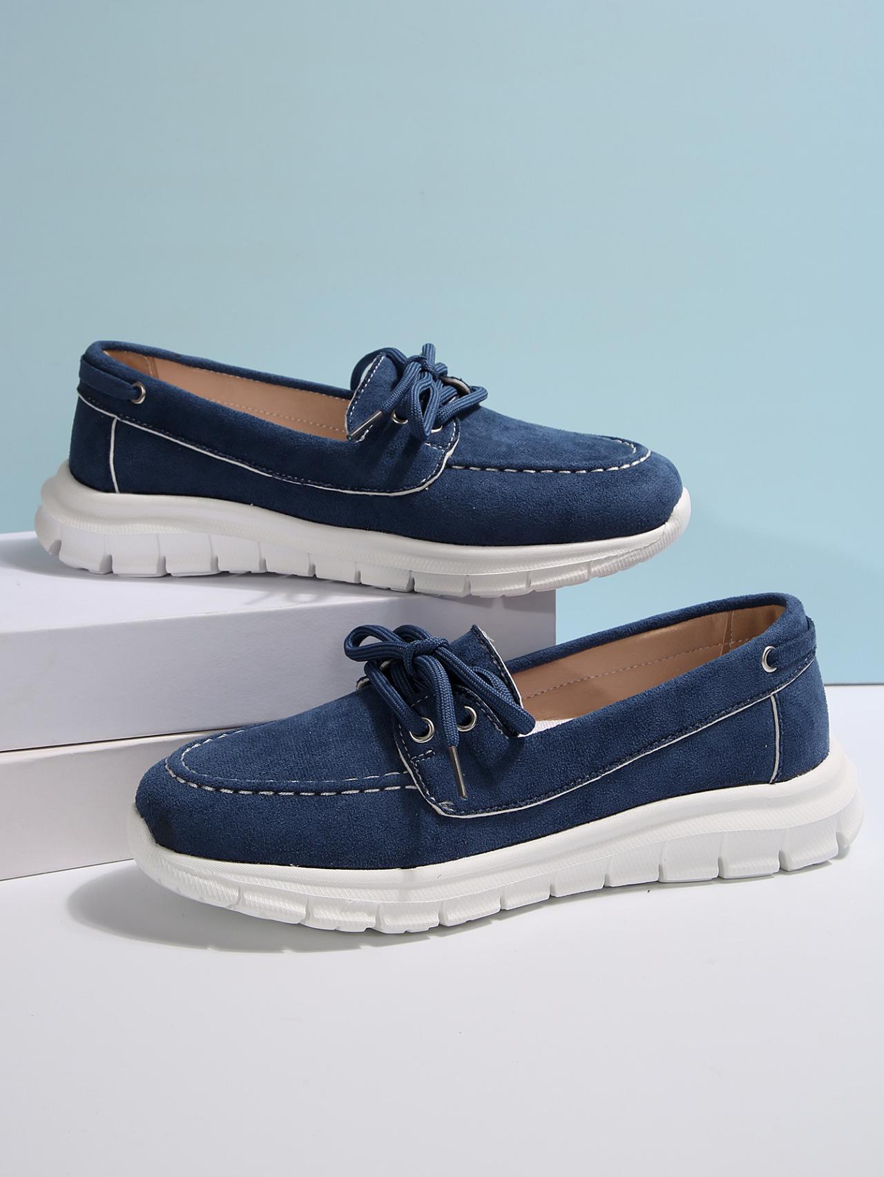 

Одиночные туфли женские 2024 осень-зима европейские и американские женские туфли больших размеров новые повседневные женские одиночные туфли на толстой подошве с одной педалью 36 синий