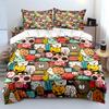 Cartoon Animals And Food Collage Print Bedding Set 1 Duvet Cover 2 Pillowcases For Adult And Children Luxury Gift Full Size