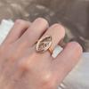 Trend  Rose Gold Ring For Women Micro Wax Inlay Natural Zircon Hollow Flower Ethnic Bride Ring Vintage Jewelry