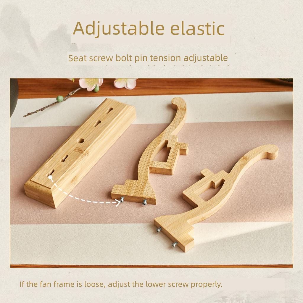 Chinese Bamboo Fan Frame Fan Holder Circular Fan Temple Fan Display Stand Base Holder Shelf Supports Fan Display Stand Bamboo Stand