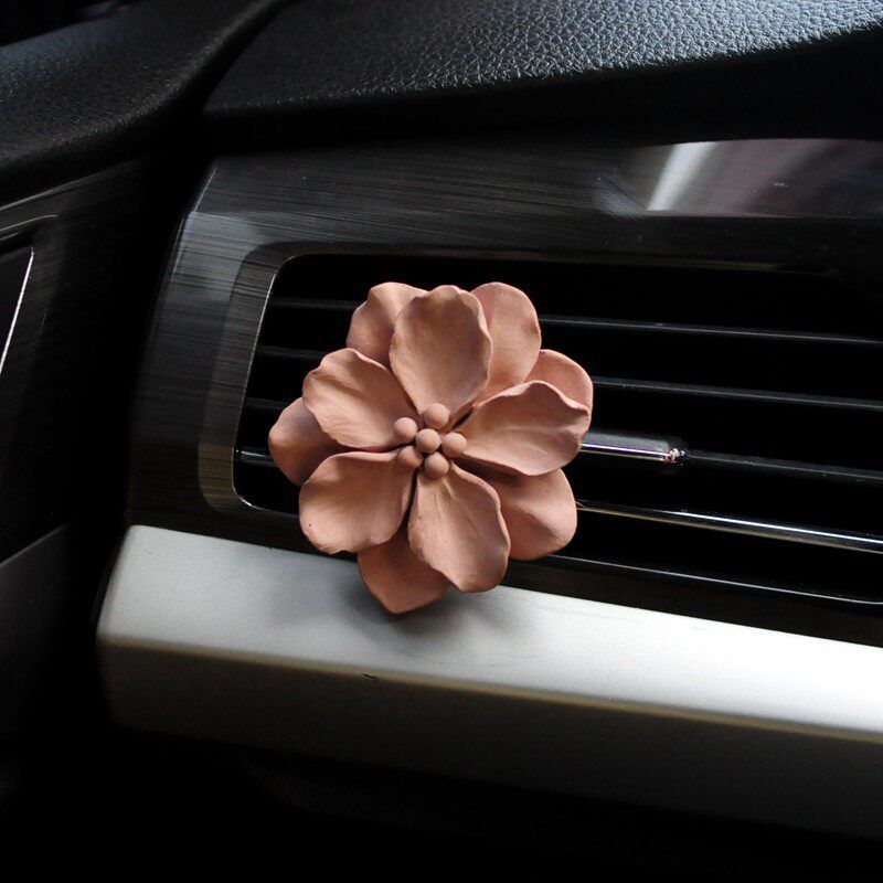 Retro Flower Car Air Outlet Aromatherapy Fancy Niche Style Camellia Car Vent Fragrant Stone Aroma Diffuser