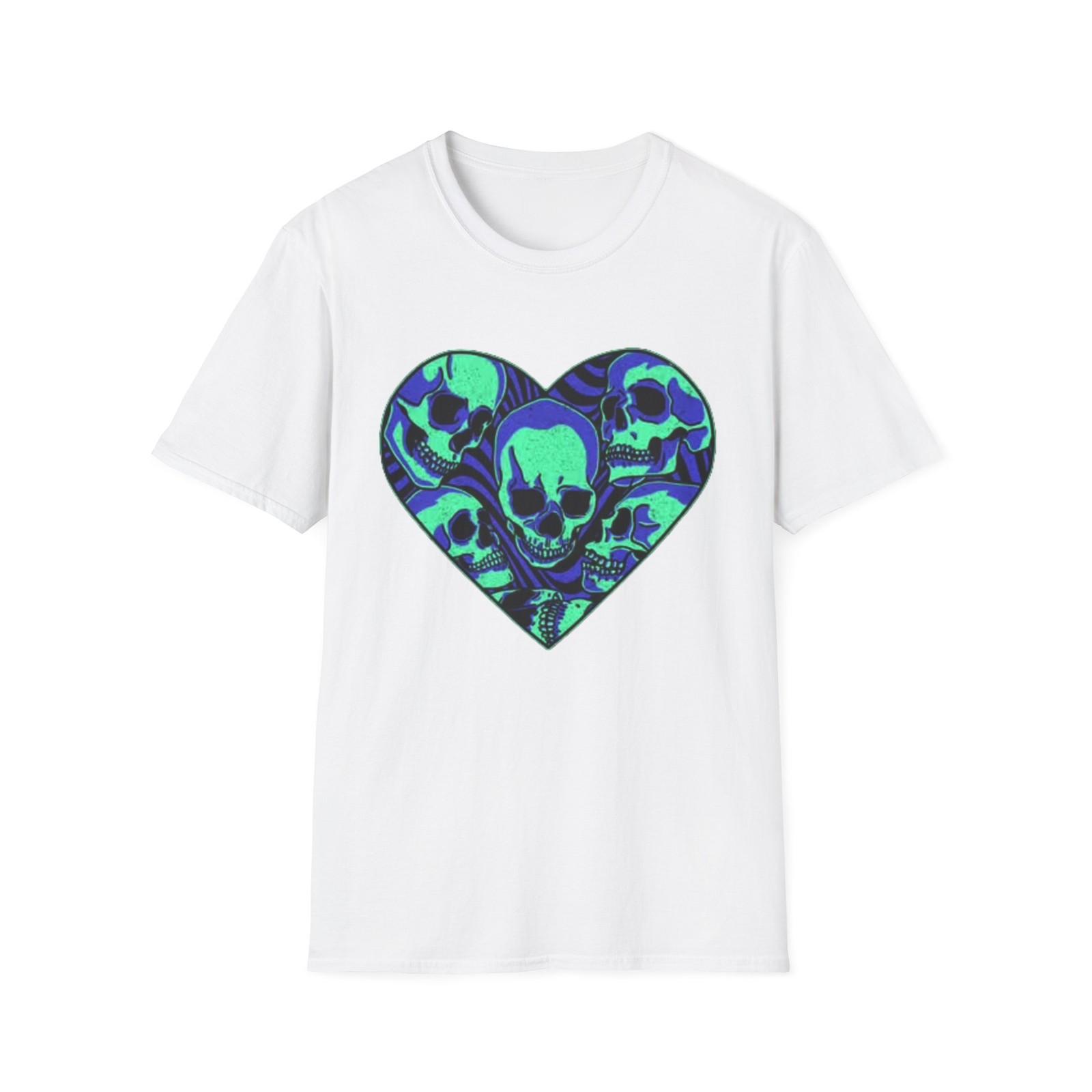 Death Heart Graphic T Shirt Retro Skeleton Unisex Softstyle T-Shirt S разноцветный