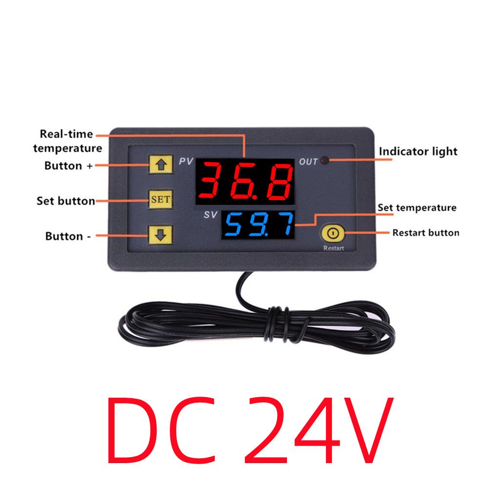 Mini W3230 DC 12V 24V AC110-220V Probe Line Digital Temperature Control LED Thermostat Regulator Heat/Cooling Control Instrument