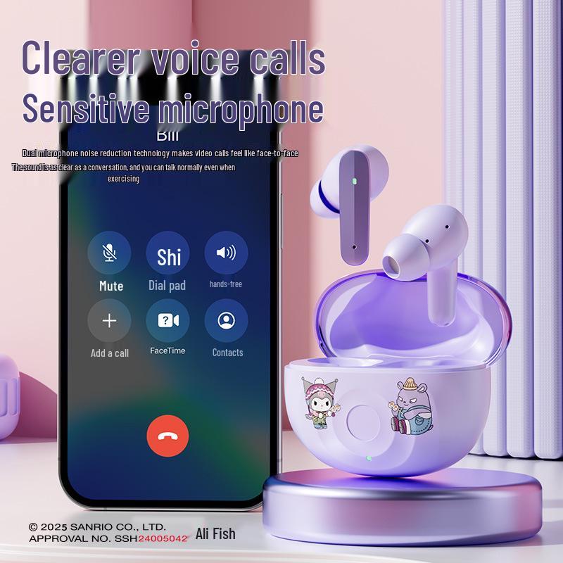 Sanrio K9 Bluetooth Noise-Canceling Cartoon Earbuds - Cute Mini Design with Ultra Long Battery Life
