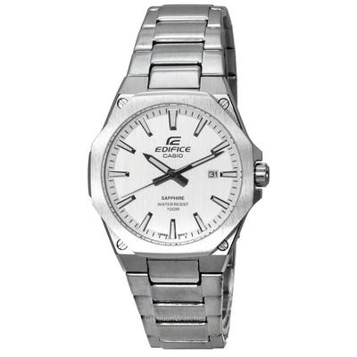 Refurbished Casio Edifice Stainless Steel White Dial Quartz EFR-S108D-7A EFRS108D-7 100M Men's Watch