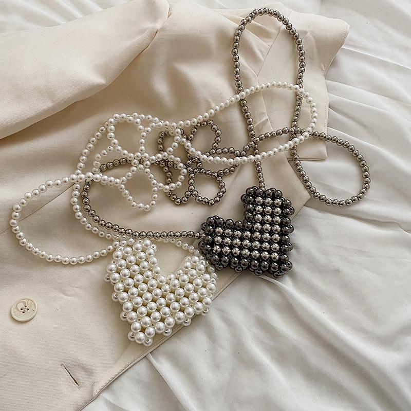 Trendy Mini Children's Crossbody Bag With Adorable Pearl Heart Design For Girls