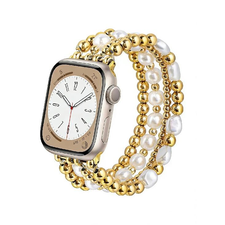 

New Golden Bracelet link beads For Apple Watch band women Series 11/10/9/8/7/6/5 38mm 40mm 41mm 42mm 44mm 45mm 46mm Strap 38mm40mm41mm