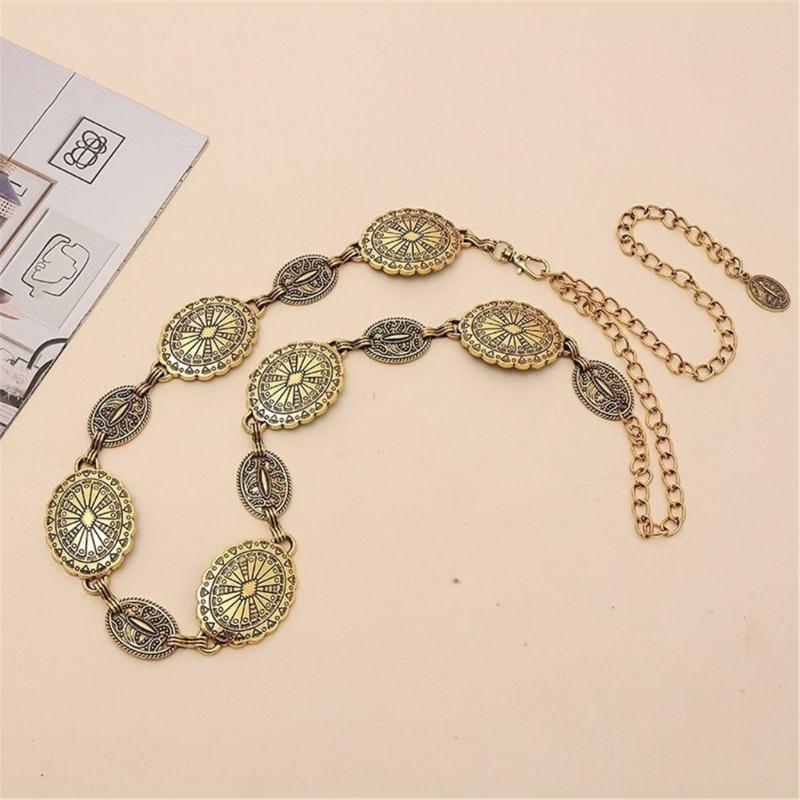Bohemian Ethnic Style Metal Waist Chain Adjustable Length Belt Stylish Body Jewelry for Festivals and Beach Parties