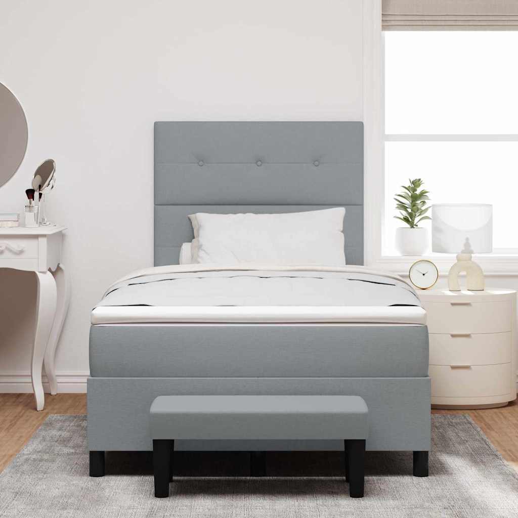 Box Spring Bed with Headboard Light Gray 120 x 190 cm Fabric