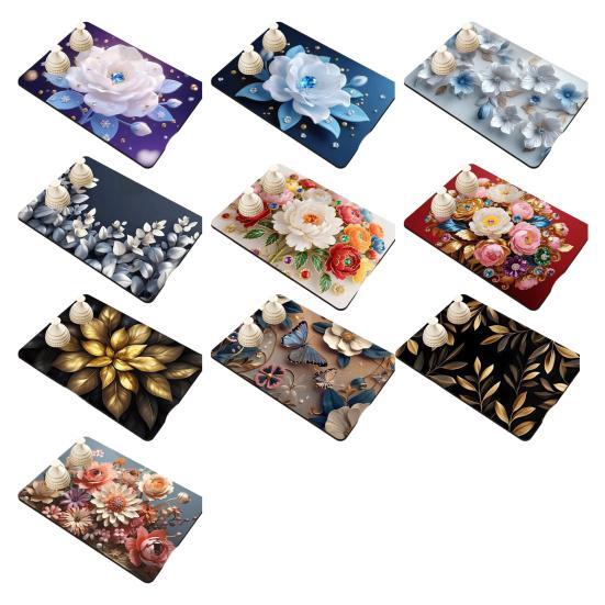3D Flower Dish Mat Diatomaceous Earth Absorbent Dish Drying Mat Coaster Floral Placemat Insulation Mat for Kitchen Counter Dining Table