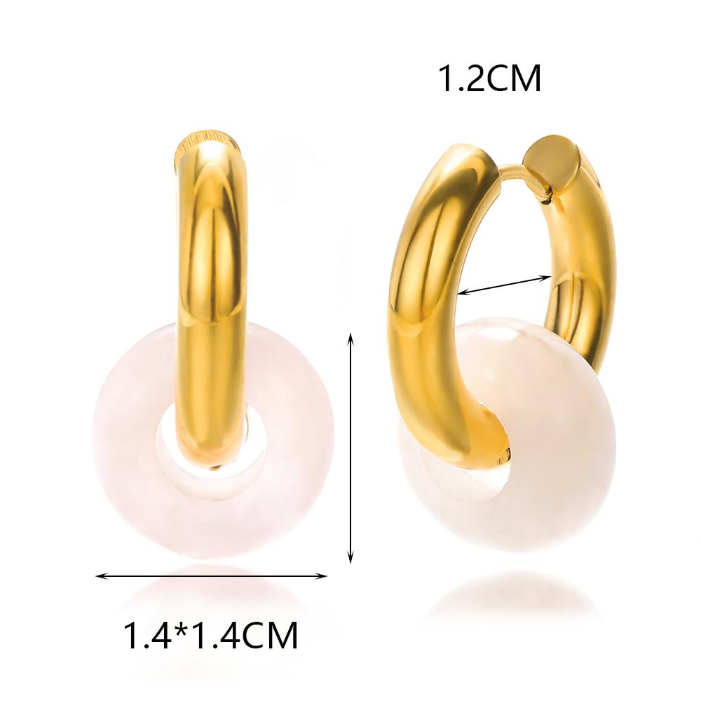 Kolorowe Kolczyki Koła z Kamienia Naturalnego Dla Kobiet Stal Nierdzewna Opal Okrągłe Geometryczne Kolczyki Wiszące Moda Biżuteria Boho Prezenty