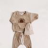 2025 Spring/Autumn European & American Style Rainbow Crew Neck Toddler Cotton Pullover & Long Pants Set