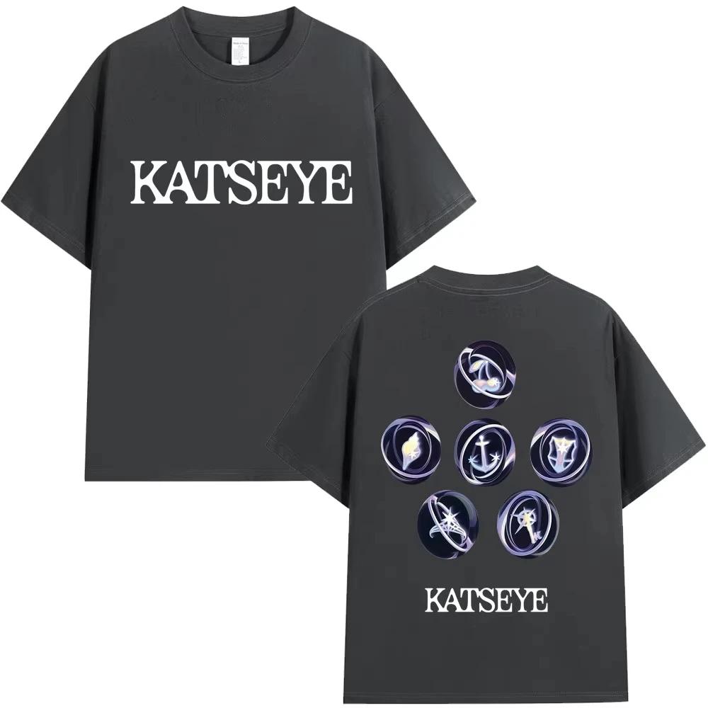 Kpop Katseye Logo Graphic T Shirt Fashion Pop Music Mens Women Korean Style Tshirts Oversized Cotton Casual Tshirt Streetwear