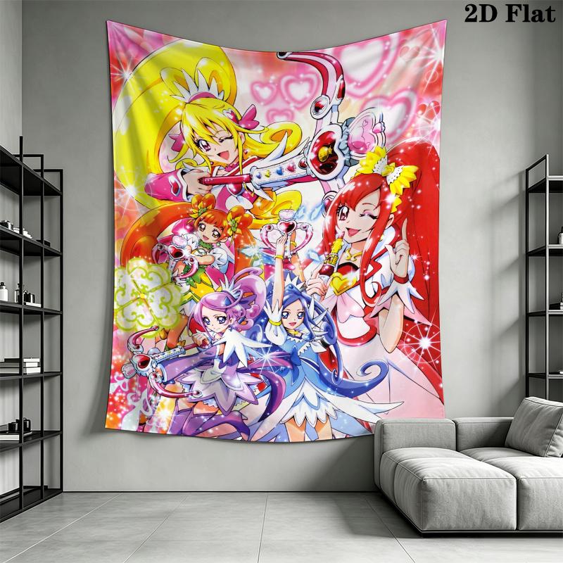 Pretty Cure Wall Tapestry Aesthetic Wall Hanging Printed Fabric Blanket Decorative Tapestries for Bedroom Living Room Home Decor