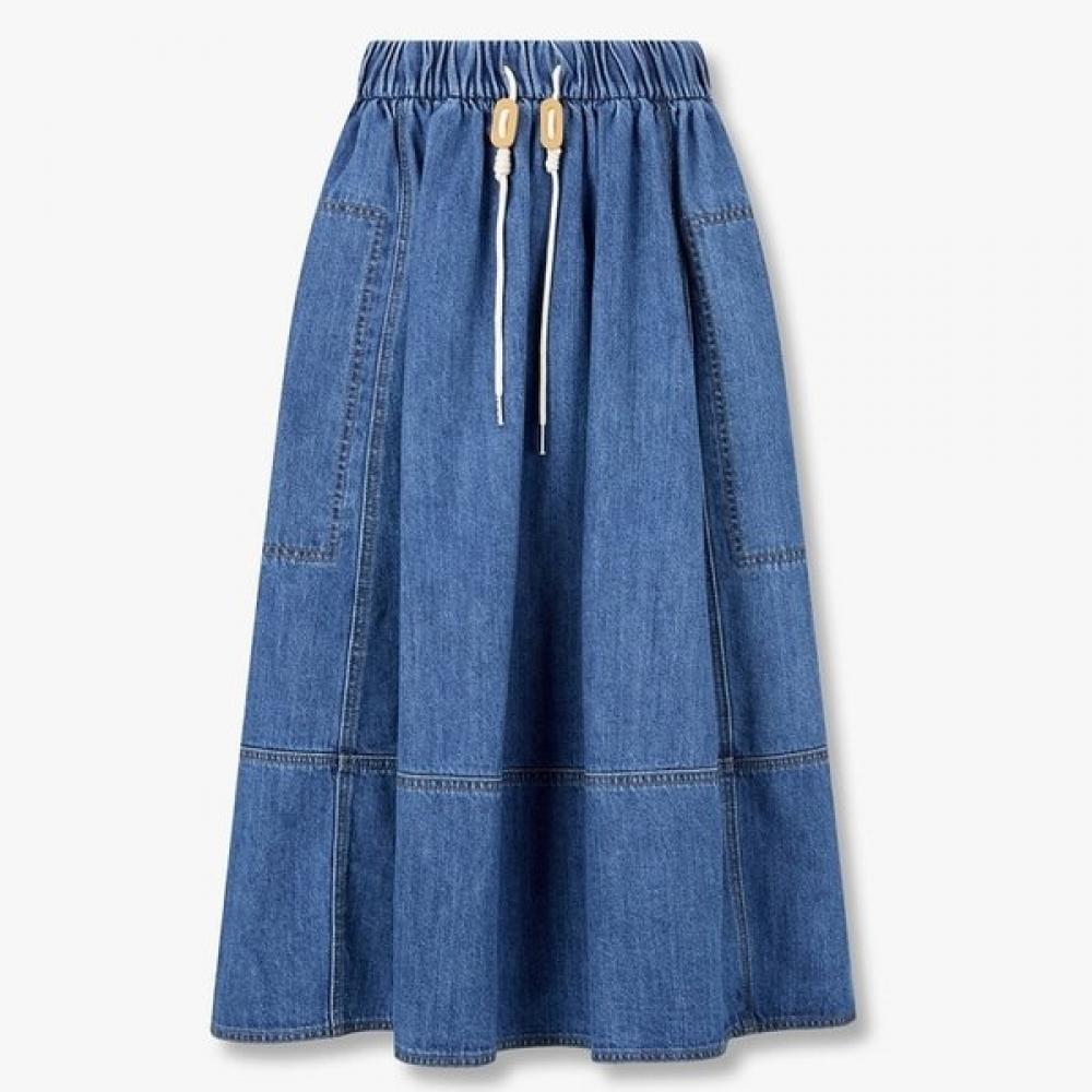 Studio Tomboy String Denim Middle Skirt 9105362109ct Indigo/FREE