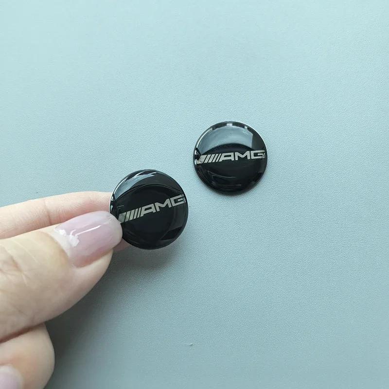 

2025 New For Mercedes Benz 11mm 14mm 20mm Round Crystal Epoxy Car Emblem Sticker for Mercedes Benz AMG Badge Key Shell Door Lock Black AMG