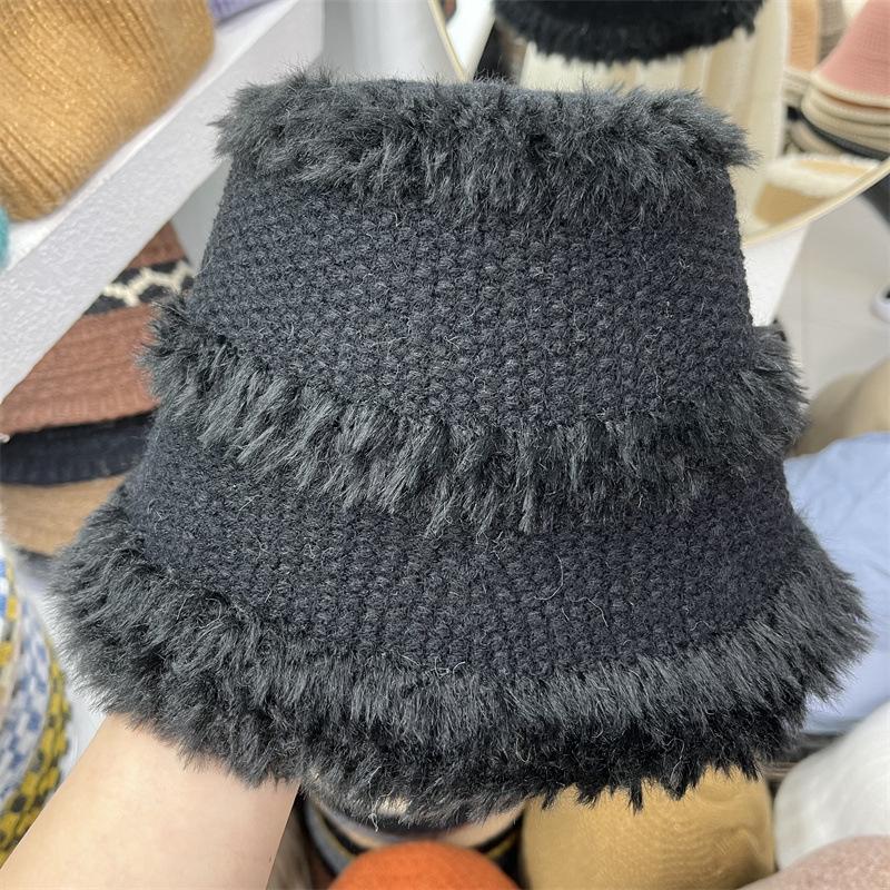 Design Wollmütze Winter verdickt warm Ohrenschutz Plüsch Strickmütze zeigt Gesicht klein Fischerhut Kinder