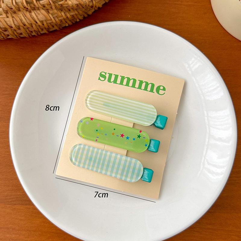 3Pcs/Set Candy Color Hair Bang Clip Summer Hairpin Acrylic Barrette Hair Side Clamp For Girl Hair Accessories