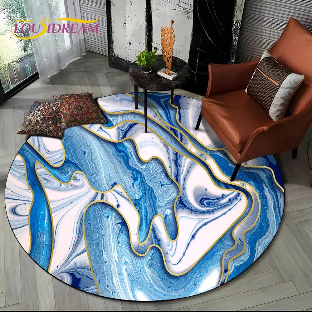 HD Colour Gold Nordic Marble Splendid Round Area Rug,Carpet for Living Room Bedroom Sofa Playroom Decor,kids Non Slip Floor Mat