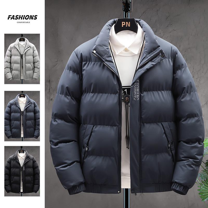 Winter Cotton Jacket Men's Youth Korean Version Thickened Cotton Jacket Winter Clothes Windproof and Warm Trendy Cotton Clothes