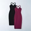 Women's Pure Desire Cross-Strap Knit Dress: Elegant Waist-Cinching, Slimming, Hip-Hugging Short Skirt
