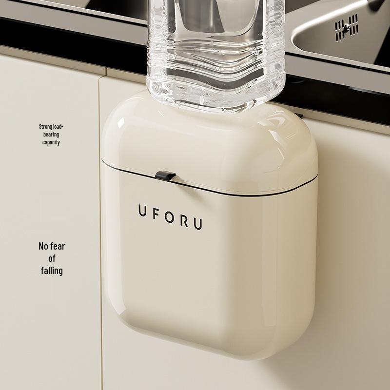 Wall-Mounted Sanitary Trash Can with Lid for Kitchen or Bathroom