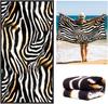 Leopard Zebra Strandtuch, Tierprint Baumwollmischung Saugfähig Pool Badetuch für Damen Mädchen Kinder Yoga Spa und Reisen