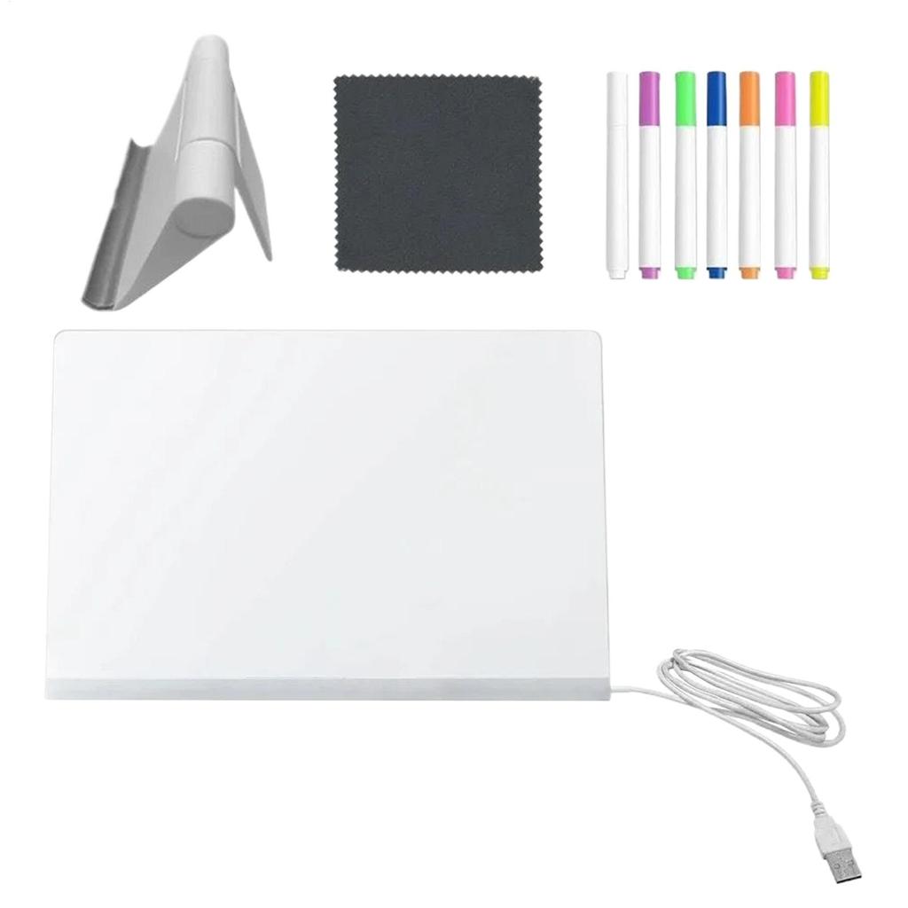 LED Doodle Board Light Up Acrylic Drawing Board with 7 Quick-Drying Pens Luminous Writing Pad for Kindergarten Preschool Schools