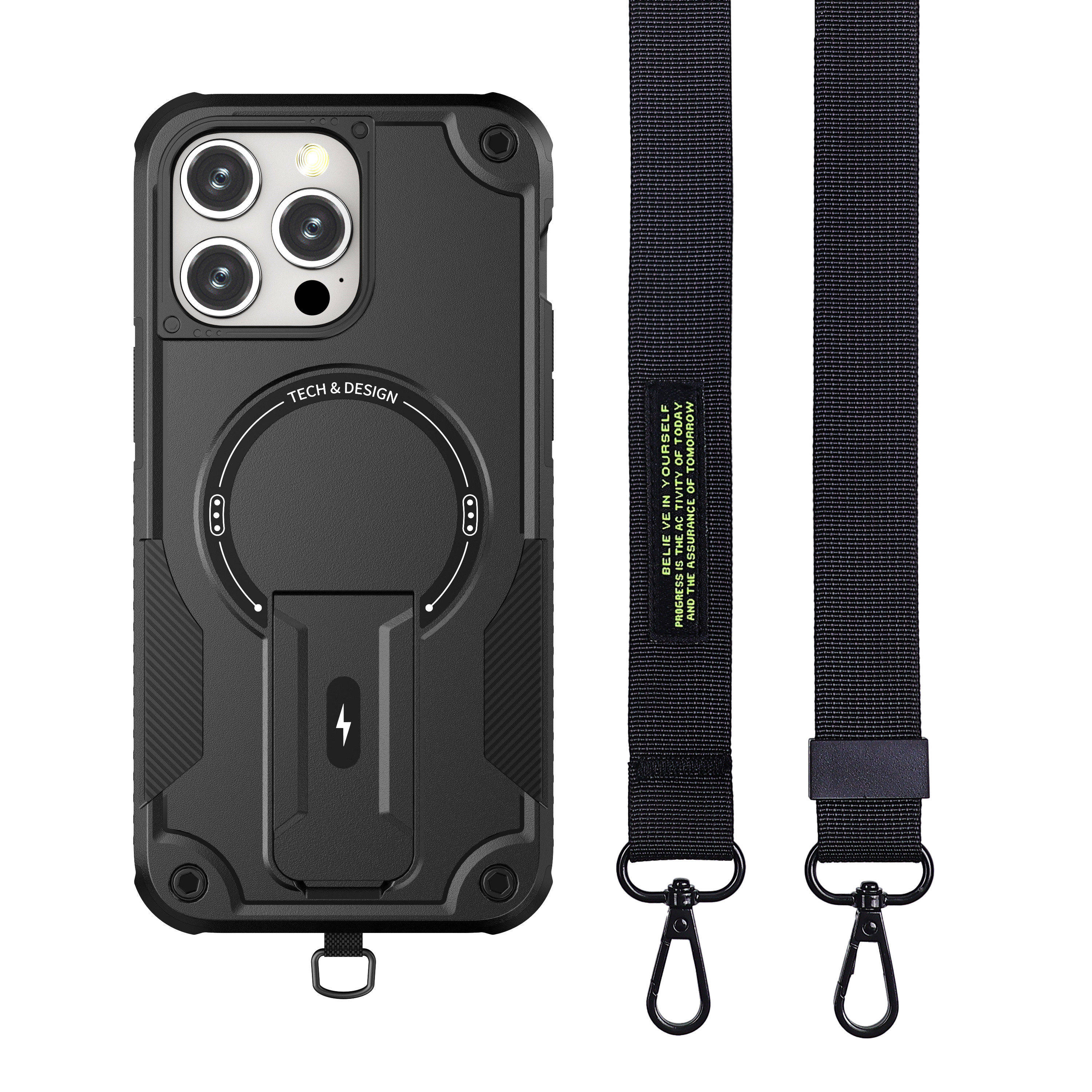 

Hard Strong Shell Crossbody Phone Strap Case for Iphone 16 Pro Max 15 14 Plus 16e 12 13 Pro Accessories Bag Cover for iphone 16 чорний