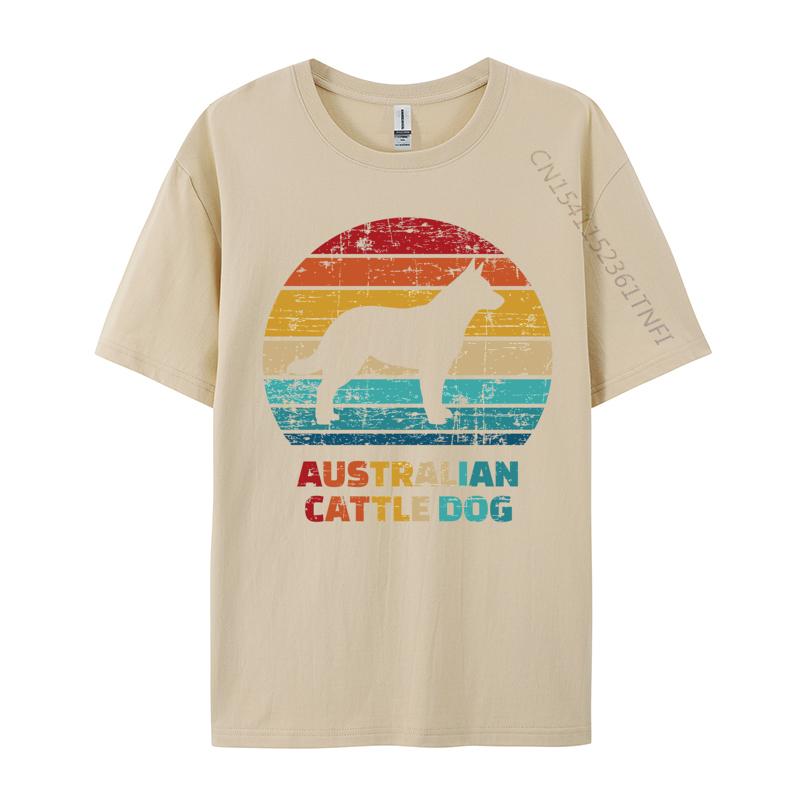 Australian Cattledog Tshirt Dog Silhouette Printed Tshirt American Style Premium Cotton TeeShirt Men Tshirts