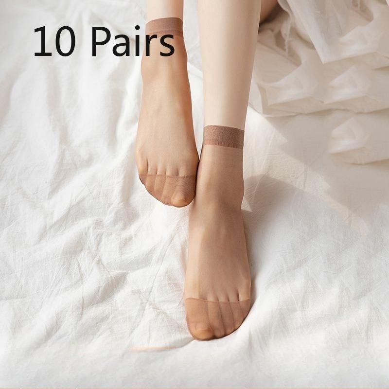 

10 пар Кристальных Коротких Носков для Весны и Лета Ультратонкие, Устойчивые к Зацепкам, Невидимые и Дышащие 10 pairs кофейный