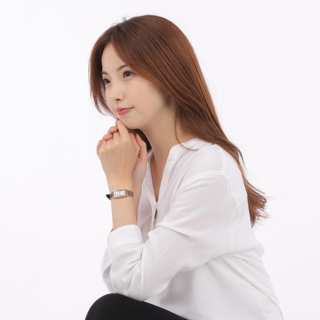 RECTANGLE Solaruhr Made in Japan Lizard [LCREA] Damen LC2002-PGWH LC2002-PGWHTBR Leder/Braun (Schnallentyp)