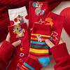 Striped Printed Women Socks Rainbow Color Tube Socks Novelty New Year Cotton Socks  Spring Festival