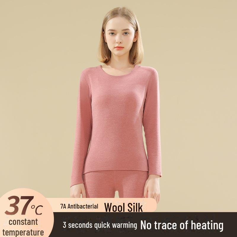 Men's Thermal Underwear Set: Plus Velvet, German Cashmere Silk, Seamless, Round Neck, for Autumn/Winter.